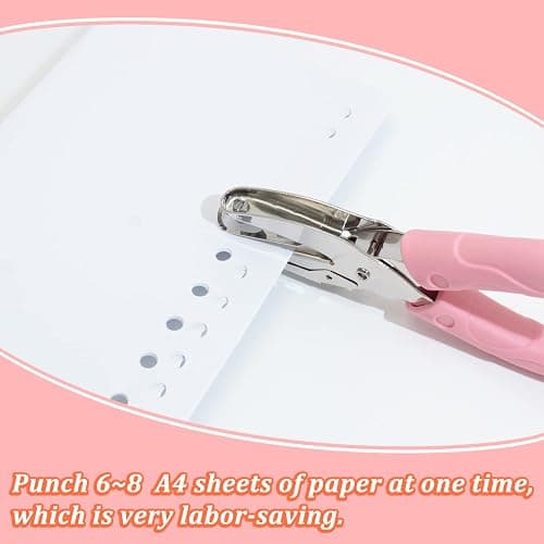 CheeMuii 3 Pieces Metal Handheld Paper Punch Single-Hole Tag Punch Set with Plastic Handle for Circle Holes for DIY Craft Tag thumbnail 5