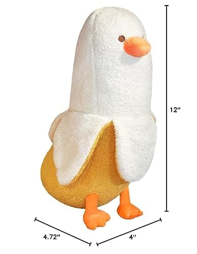 PEACH CAT Banana Duck Plush Toy Cute Plushie Hugging Plush Pillow Duck Stuffed Animal for Girls and Boys White 12" thumbnail 3
