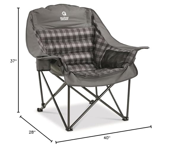 Guide Gear Oversized XL Comfort Padded Camping Chair, 400-lb. Capacity. - Gray Plaid thumbnail 4
