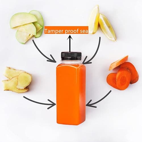 8 OZ Plastic Fillable Juice Bottles, Bulk Beverage Containers for Juice, Milk and Homemade Beverages, with Black Tamper Evident Lids(10 PCS) thumbnail 5