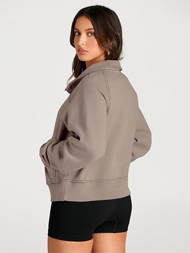 AUTOMET Womens Sweatshirts Half Zip Cropped Pullover Fleece Quarter Zipper Hoodies 2025 Fall Fashion Outfits Clothes thumbnail 5