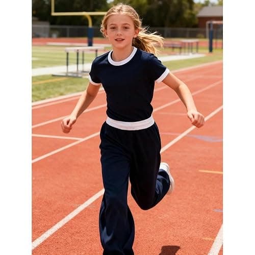 Voxikodex 7-14 Years Girls Sizes 2 Piece Casual Set Ruched Short Sleeve Fitted Waist-Cinched Top & Wide Leg Pants thumbnail 6