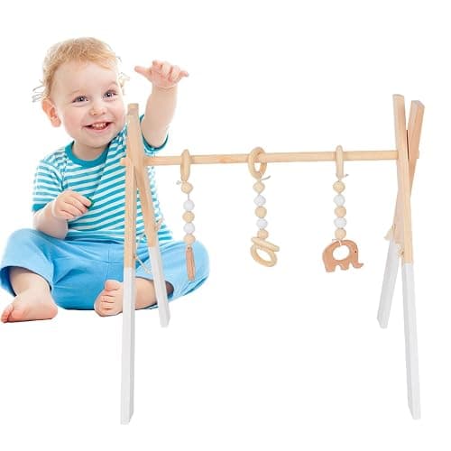 Portique D'éveil Bébé Bois, Arche Eveil Bebe Bois Naturel, De Développement Précoce Pour Chambre De Nouveau-né, Salon, Centre thumbnail 7