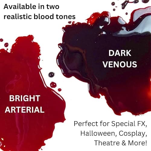 Mehron Makeup Stage Blood | Realistic For Halloween | Washable Fake Blood for Special FX, Stage & Screen, Halloween, & Cosplay (4.5) (Dark Venous) thumbnail 4
