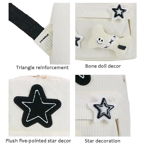 Backpack Trendy Y2K Stars Cute Aesthetic Backpack College Laptop Backpack Casual Travel Daypack for Teens (White) thumbnail 4