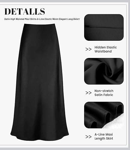 VividMosaic 2025 Satin High Waisted Maxi Skirt Silk A-Line Spring Summer Casual Long Skirts for Women thumbnail 5