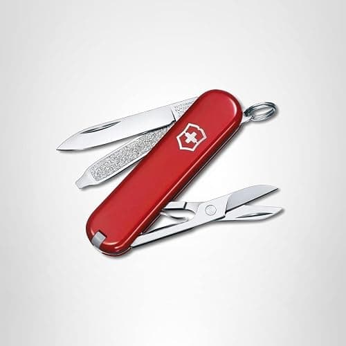 Victorinox Classic SD Swiss Army Knife, Compact, 7 Functions, Swiss Made Pocket Knife with Small Blade, Screwdriver and Key Ring - Style Icon (Red) | Swiss made compact multi-tool with scissors, nail file, tweezers, and toothpick. Durable iconic stainless steel construction thumbnail 7