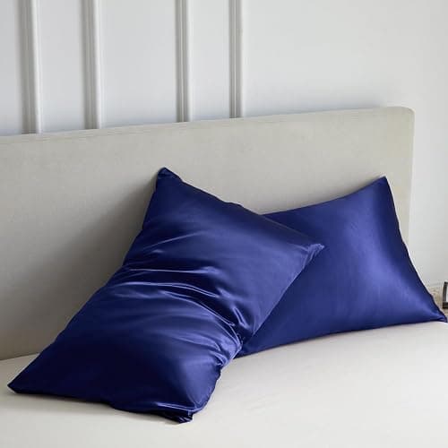 Candoury Satin Silk Pillowcase for Hair and Skin, Queen Size Set of 2 Pillow Cases, Soft Silky Pillow Covers 2 Pack with Envelope Closure (20x30, black) thumbnail 8