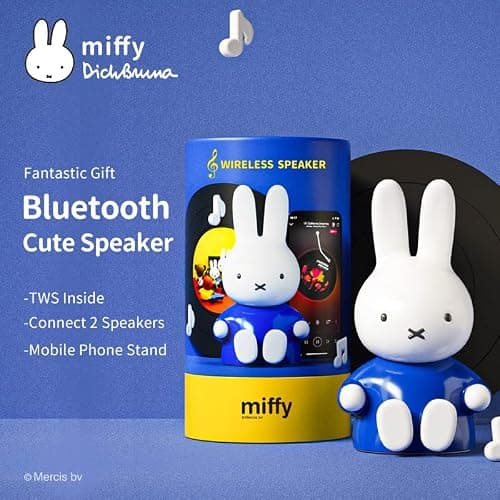 Miffy Portable Bluetooth Speakers, Cute Portable Wireless Speakers with Loud Stereo Sound, Built-in Mic, TF-Card Slot, Dual Pairing,40H Playtime for Room, Desk Decor, for her (Lite-Blue) thumbnail 2