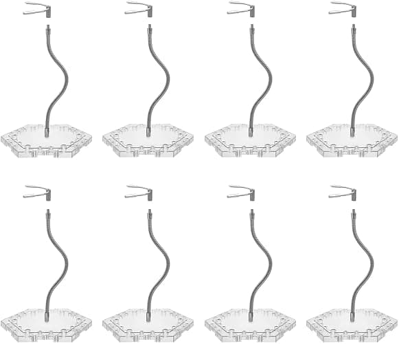 Zovelynta 8-Pack Clear Adjustable Action Figure Stand with Metal Clips & Flexible Arms – Action Figure Display Stand for Figures Compatible with Gundam HG/RG/SD 1/144 Scale - Image 1