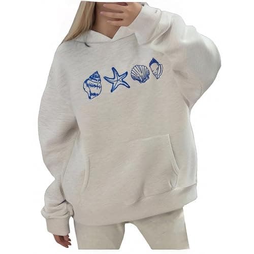 Women Graphic Embroidered Hoodies for Teen Girls Trendy Cute Preppy Aesthetic Essential Casual Long Sleeve Sweatshirts thumbnail 2