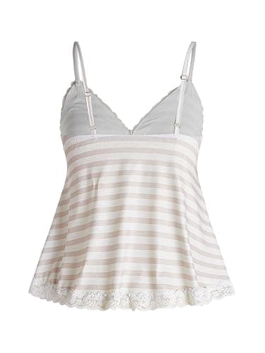 SOLY HUX Womens Y2K Lace Cami V Neck Sleeveless Striped Shirt Spaghetti Strap Camisole Gothic Tops thumbnail 2