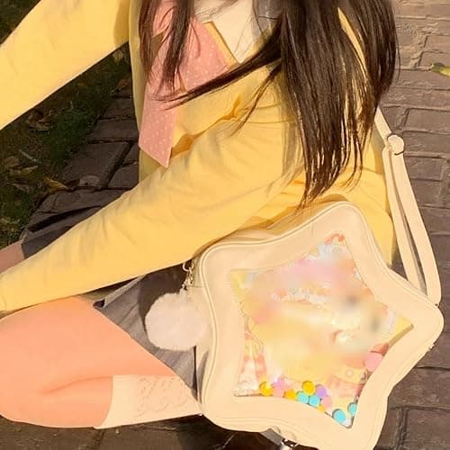Vobomo Star Shape Ita Bag Pins Display Crossbody Bag PU Leather Backpack Y2k Aesthetic Cute Handbag (Pink) thumbnail 4