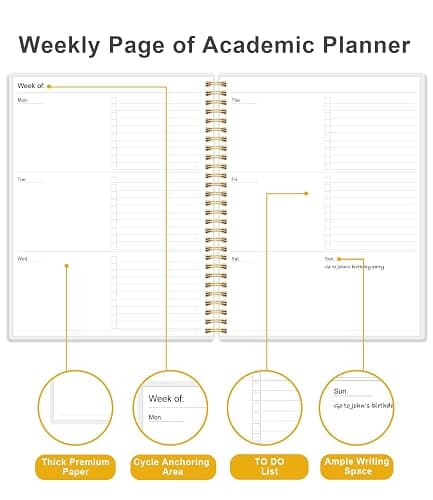 Academic Planner for 2026 or Anytime - 8.5" x 11" Undated Weekly Student Planner For Homeschool, High School, College & Nursing Students, 200 Pages, Green thumbnail 4
