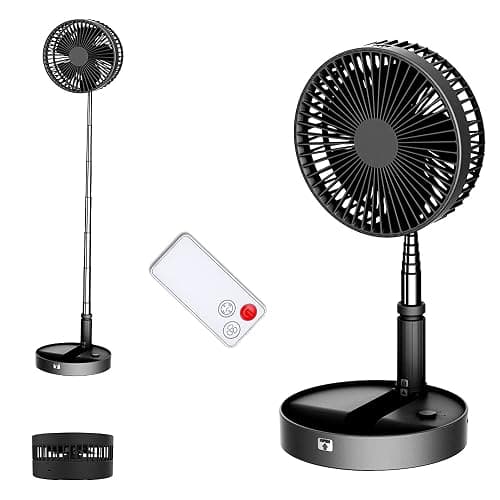 UN UNITEDTIME Desk and table fan, foldable Fan Portable Travel Fans Battery Operated,Adjustable Height My Foldaway fan with remote Control Timer, 4 Speed Settings (Pink) - Pink thumbnail 2