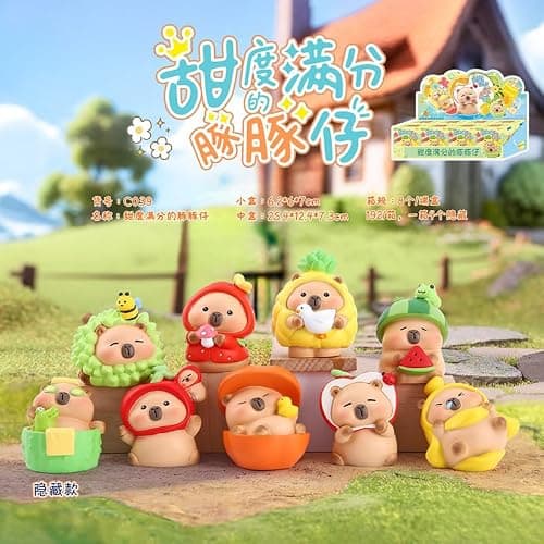 Capybara Action Figure,Cute Brown Capybara Theme Mystery Bag Random Design Surprise Bag Mysterious Collectible Home Decorations,Desk Accessories Holiday Birthday Gifts -Fruit (Single Box) thumbnail 2