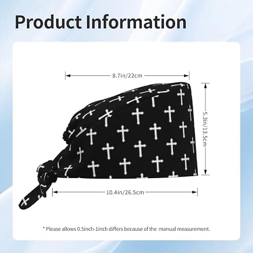 Jesus Christian Cross Working Cap Scrub Cap with Sweatband for Women Men Adjustable Tie Back Nurse Surgical Caps thumbnail 5