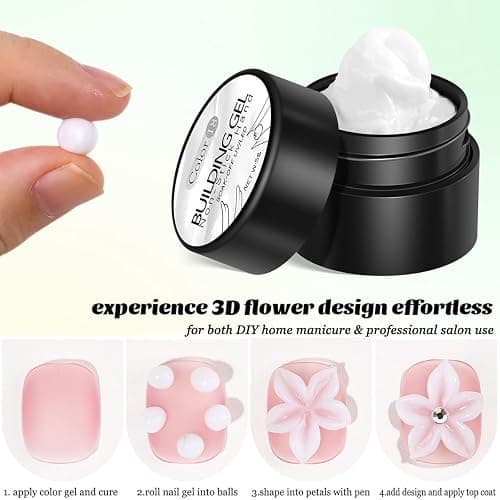 Fcozpjk Solid Builder Gel Kit, 2PCS Clear and White 3D Sculpting Gel Non-Sticky Hand Carving Gels with Silicone Pen Hard Gels for Nails Molding 3D Flowers Nail Design Manicure Salon Supplies thumbnail 4