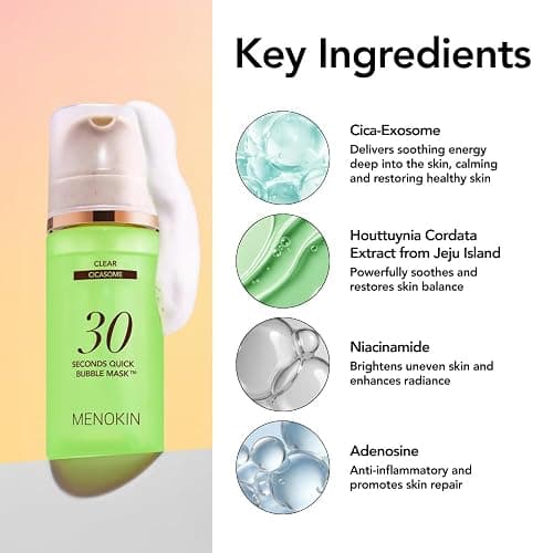 MENOKIN 30 Seconds Quick Bubble Mask [CLEAR] - [Cica] in Micro-bubbles For Soothing & Skin Strengthening, Hydration, Clearer Complexion, Korean Skin Care Essential, 50 Uses, 2.36 fl.oz thumbnail 5
