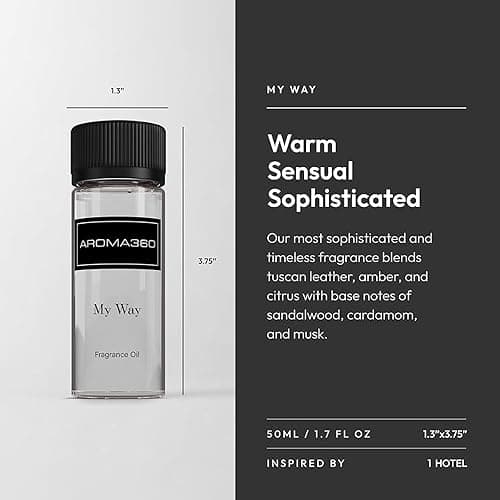 Aroma360 - My Way Fragrance Oil Blend - Hotel Inspired for Luxury Essential Oil Diffusers - Aromatherapy Scent Diffuser - Lush Sandalwood, Warm Cedar, and Delicate Florals - 50ML thumbnail 2