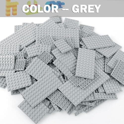 MALEKO 135 Pieces Classic Base Plates Multipack, 13 Sizes Small Baseplates for Building Bricks, Flat Boards Compatible with Major Brands Blocks, Light Grey thumbnail 5