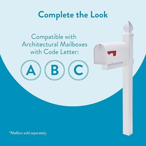 Architectural Mailboxes Whitley Plastic Mailbox Post, Compatibility Code A, B, C, WP000WAM, White thumbnail 5