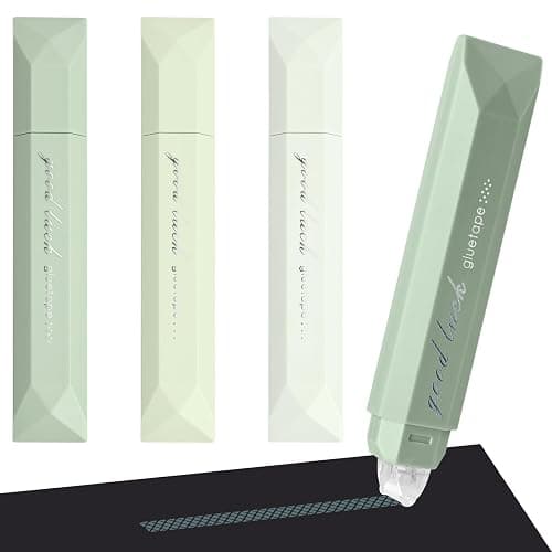 Temiary 4-Pack Double Sided Tape Roller, 6 mm x 196 Inch Adhesive Tape Glue Scrapbook Dispenser Runner for Scrapbooking Craft Supplies Office School (Green) - Image 1