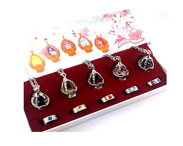 Anime Cosplay Puella Magi Madoka Magica Soul Core Gem 5 Necklace With 5 Tail Ring thumbnail 3