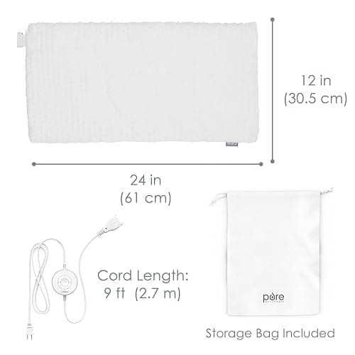 Pure Enrichment PureRadiance Luxury Heating Pad for Cramps, Back, Neck, & Shoulder Pain Relief, Patented Design, Soft Faux Fur & Micromink, 6 Heat Settings, Machine Washable, 12”x24”(Cloud) thumbnail 6