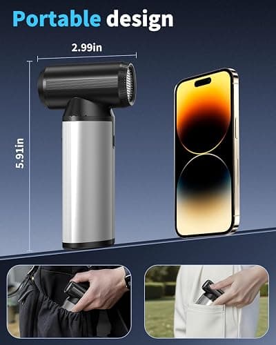 Compressed Air Duster, 2-in-1 Duster Blower & Vacuum with 320000RPM Super Power, Electric Air Duster Rechargeable, 3-Gear Adjustable Air Blower for Keyboard, Computer, Car, Home, and Outdoor Cleaning thumbnail 2