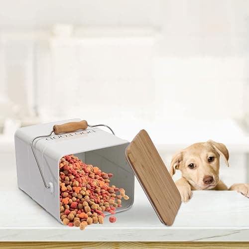 Yomjarl Farmhouse Dog Food Storage Container,6L Dog Food Canisters,Pet food Container Hold 5~6lbs Dog Food Treats,Airtight Dog Puppy food Storage with Lid and Scoop,Kibble Container Countertop-White… thumbnail 7