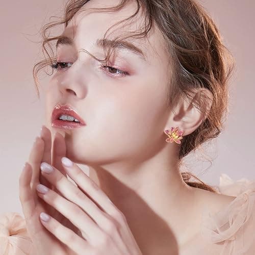 VONALA Flower Earrings for Women 925 Sterling Silver Rose/Lotus/Scottish Thistle/Tulip/Lilac/Mushroom/Pineapple Dangle Drop Earrings Flower Jewelry Gifts for Women Girls Birthday Gifts thumbnail 2