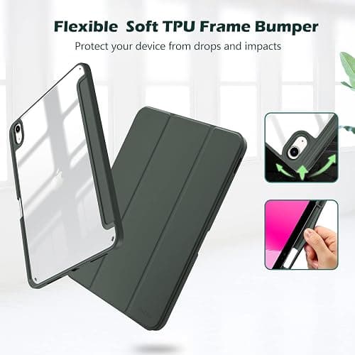 ProCase Hülle für iPad 10. /11. Generation 2022 10,9 Zoll 2025 11" (A16) mit Stifthalter, Stoßfeste Smart Case Cover mit transparenter Rückseitenschale Schutzhülle -Olivegrün thumbnail 3