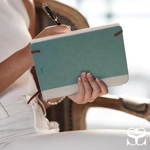 SETTINI® Lined Journal - Sleek Teal Journal for Writing Gift Set - Hardcover Vegan Leather, Includes Luxury Pen in a Unique Pen Holder, 192 Pages, 6 x 8.5 inches, Christmas Gifts thumbnail 8