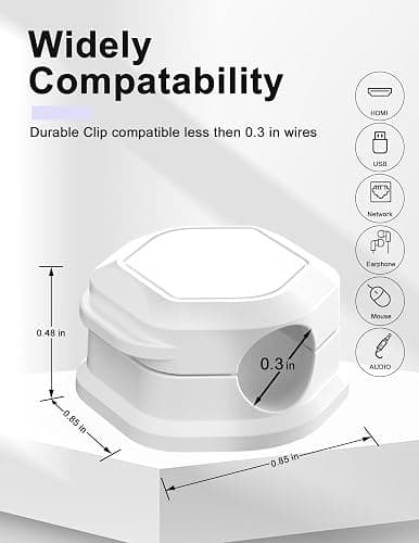 Cord Holder - Magnetic Cable Clips - Under Desk Cable Management - Adhesive Wire Holder Keeper Organizer for Desk, Nightstand, Phone Charger, Computer, Home, Office, Car (6pcs) thumbnail 3