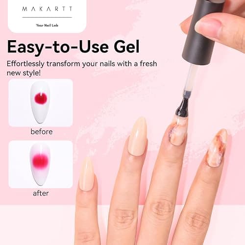 Makartt Blooming Gel-Clear 2 Pcs Marble Gels Nail Polish Blossom Gels for Spreading Effect,Gel Paint Nail Art Supplies for Watercolor Design,Floral Print, Nail Art Design DIY Manicure for Women thumbnail 4