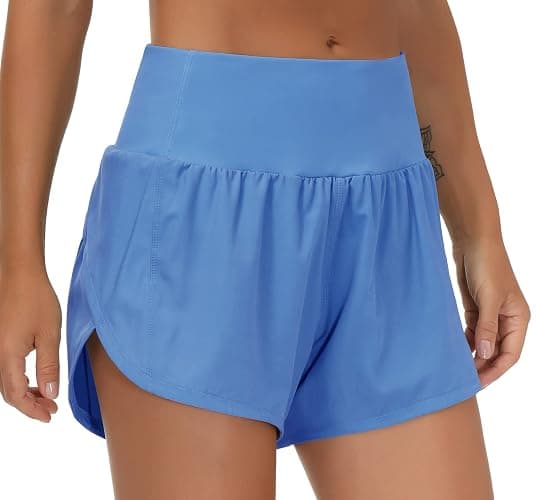 THE GYM PEOPLE Womens High Waisted Running Shorts Quick Dry Athletic Workout Shorts with Mesh Liner Zipper Pockets - Image 1