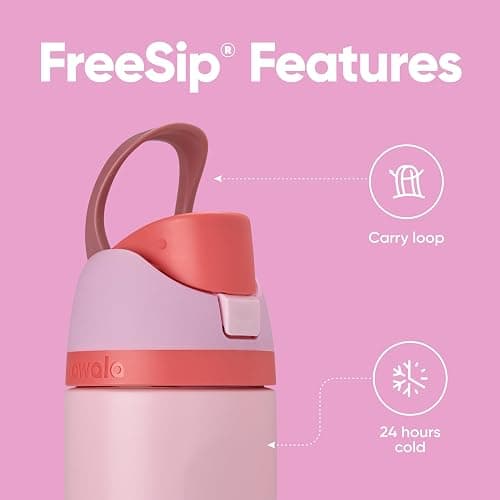 Owala FreeSip Insulated Stainless Steel Water Bottle with Straw for Sports and Travel, Leak Proof, BPA-Free, 710ml, Angle Food Cake thumbnail 3