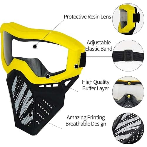4 Pack Tactical Mask Compatible with Nerf Rival, Apollo, Zeus, Khaos, Atlas, Artemis Blasters Rival Mask (Yellow, Blue, Black, White) thumbnail 4