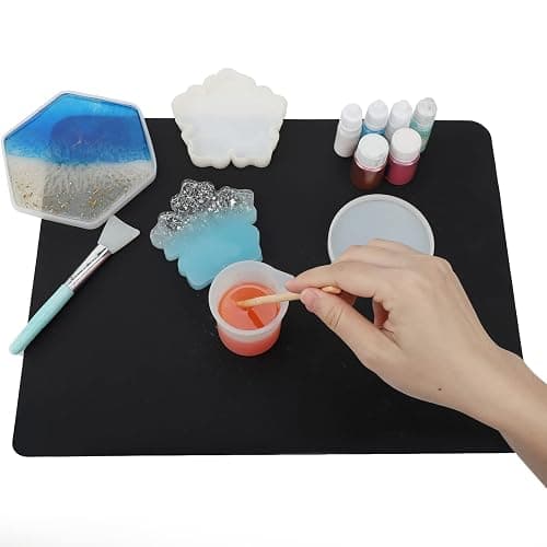 Gartful 2 Pack Silicone Crafting Mats, 15.7" x 11.8" Silicone Mat for Crafts, Large Heat Resistant Sheet for Jewelry Casting, Epoxy Resin, Painting, Counter Table Protector, Placemat, Nonstick, Black thumbnail 4