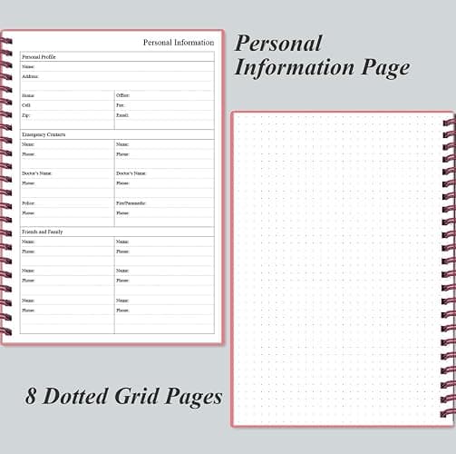 Daily Planner Undated - B5 To Do List Notebook Hourly Schedules, Spiral Appointment Planner for Women and Men, PVC Hardcover, Inner Pocket, Elastic Closure, 7" x 10", Pink thumbnail 6