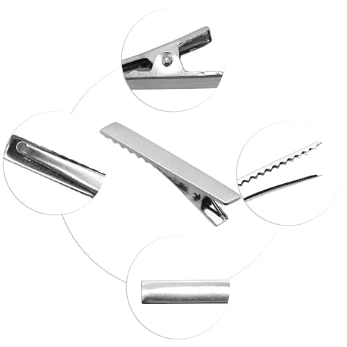 Silver Metal Alligator Hair Clips Pins 100 Pcs Flat Top with Teeth For Hairdressing Salon Hair Grip Arts and Crafts Projects Hairpins for Women and Hairdresser(Alligator clip 55mm) thumbnail 4