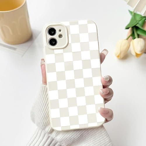 NITITOP Compatible for iPhone 11 Case Cute Checkered - White | Aesthetic Checkerboard Design, for Girls Women Men, Girly, Soft TPU, Full Camera Lens, Protective, Shockproof Phone Cover thumbnail 3