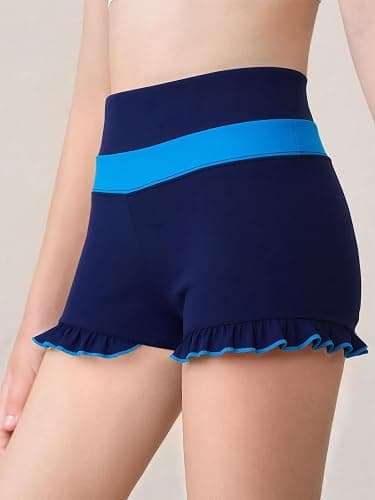 RRHSS Girls Athletic High Waisted Ruffle Shorts - Comfy Yoga Dance Workout Gymnastics thumbnail 2