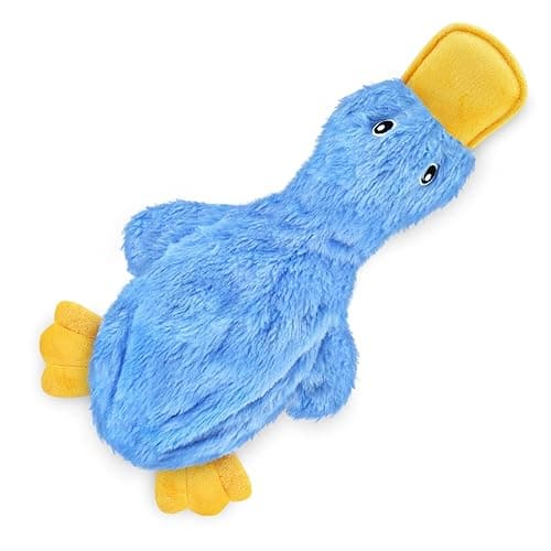 Best Pet Supplies Interactive Squeaky Dog Chew Toy, Ideal Dog Toys for Chewers, Small, Medium & Large Dogs, and Fetch Lovers - Crinkle Duck (Blue), Large - Image 1