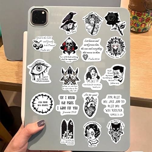 50PCS Jesus Phrase Goth Bible Verse Stickers for Water Bottle Laptop Phone Guitar Luggage Vinyl Waterproof Jesus Phrase Stickers for Teens Adults Women Men Christian thumbnail 2
