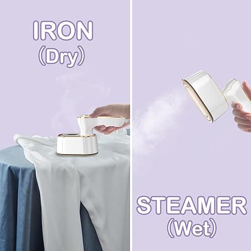 Travel Steamer Iron for Clothes Mini - Portable Ironing Machine Travel Small Size Portable Steamer Travel College Dorm Home Essentials Steamer for Clothes(White) - 6.1*3*4.2 in - White thumbnail 4