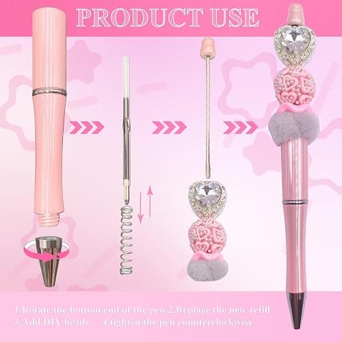 Htfunstore 20 Pcs DIY Beadable Ballpoint Pens-DIY Crafting for School Supplies-Teacher Gifts&Student Prizes,Party Favors Office,Accessories Supplies (Solid color) (Candy Purple) thumbnail 2