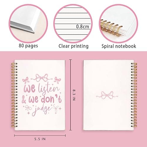 LIANGW Cute Pink Bow Spiral Notebook Journal for Note Taking, Cute Preppy School Supplies Teen Girls Women, Coquette Stuff Hardcover Spiral Notebook 5.5x8.3 thumbnail 3