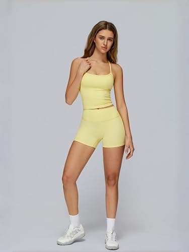 ABOCIW Workout Sets for Women 2 Piece Padded Sports Bra Tank High Waist Booty Gym Shorts Active Yoga Outfits thumbnail 5